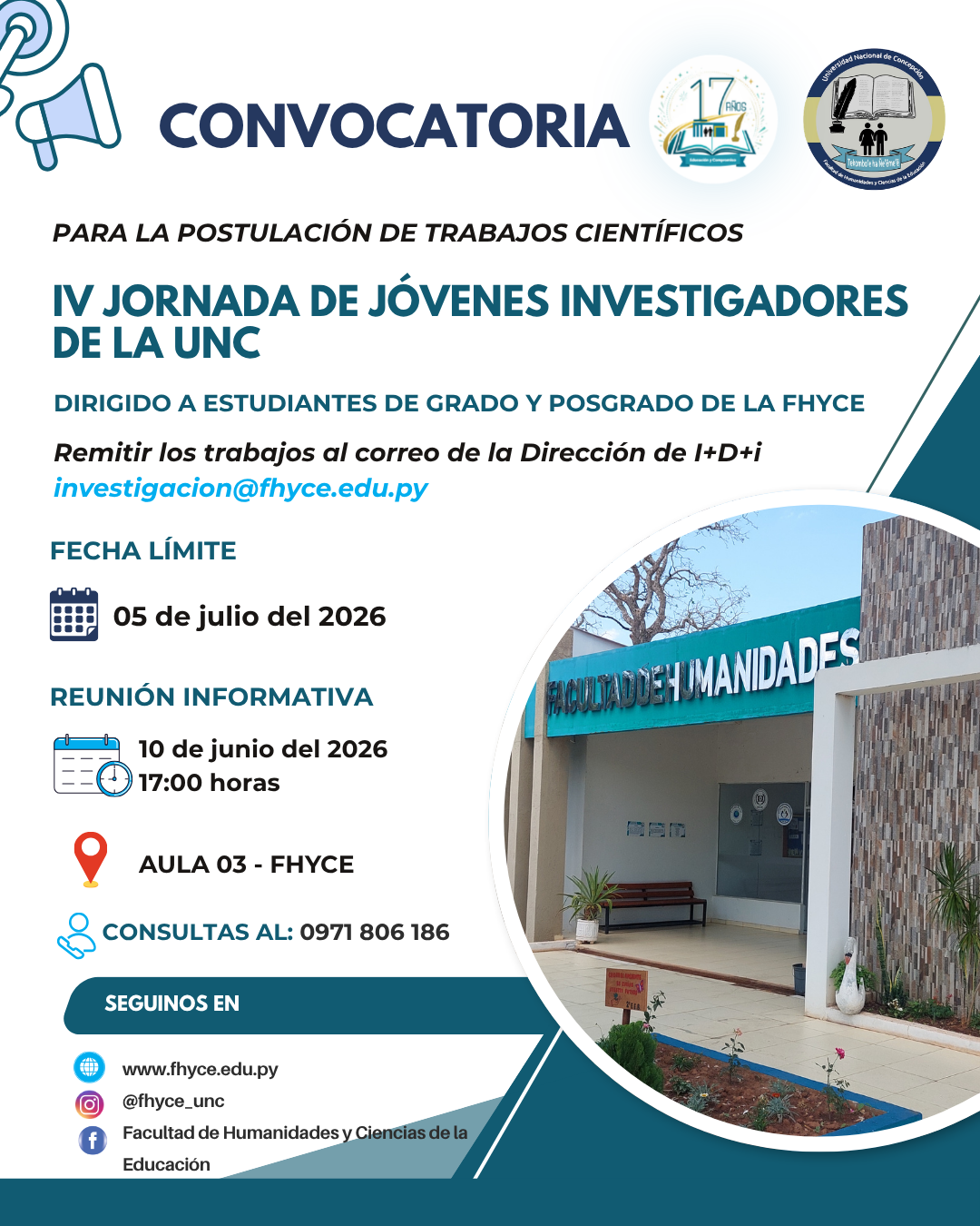 Convocatoria a la IV Jornada de Jóvenes Investigadores de la Universidad Nacional de Concepción